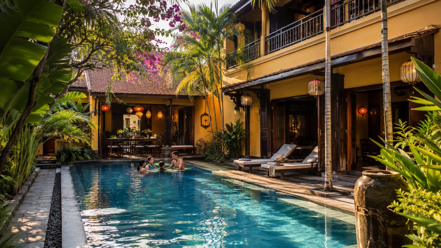 Villa Hội An có hồ bơi riêng giữa khu vườn xanh